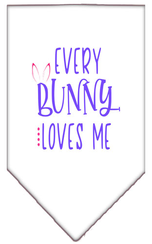 EveryBunny Loves Me Screen Print Bandana White Large